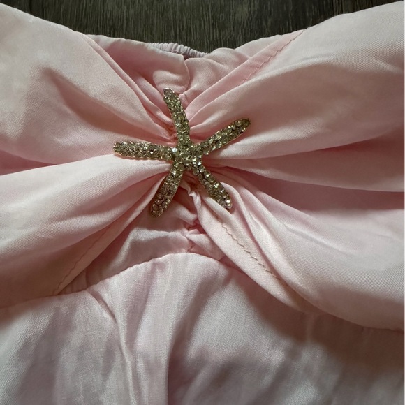 EDIKTED Starfish Embellished Strapless Halter Light Pink Top Shirt Loose Fit M - Picture 5 of 12